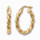 Gedraaide oorringen 22 mm 14k goud, productfoto voor- en zijaanzicht op witte achtergrond
