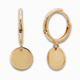 Oorhangers rond plaatje 12,5 mm 14k goud, productfoto voor- en zijaanzicht op witte achtergrond