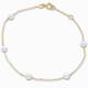 Parel armband fijne 4 mm parels 14k goud, productfoto in lus, sluiting bovenaan