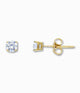 Solitaire oorstekers zirkonia 14k goud, productfoto voor- en zijaanzicht op witte achtergrond