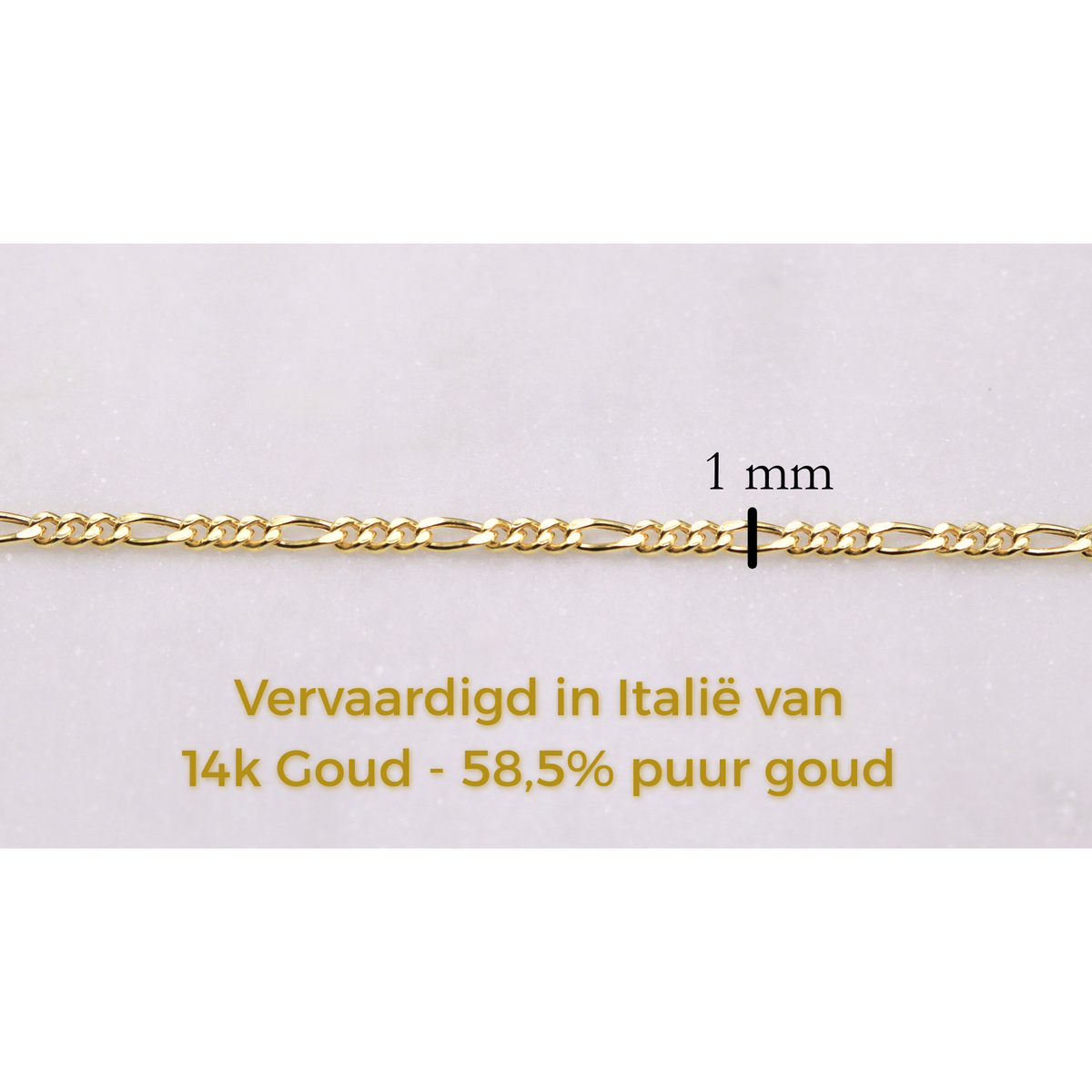 Figaro armband 2,25 mm 14k goud, foto 3