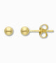 Bol oorstekers 4 mm 14k goud, productfoto voor- en zijaanzicht op witte achtergrond