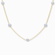 Parel ketting 14k goud, hangend op witte achtergrond