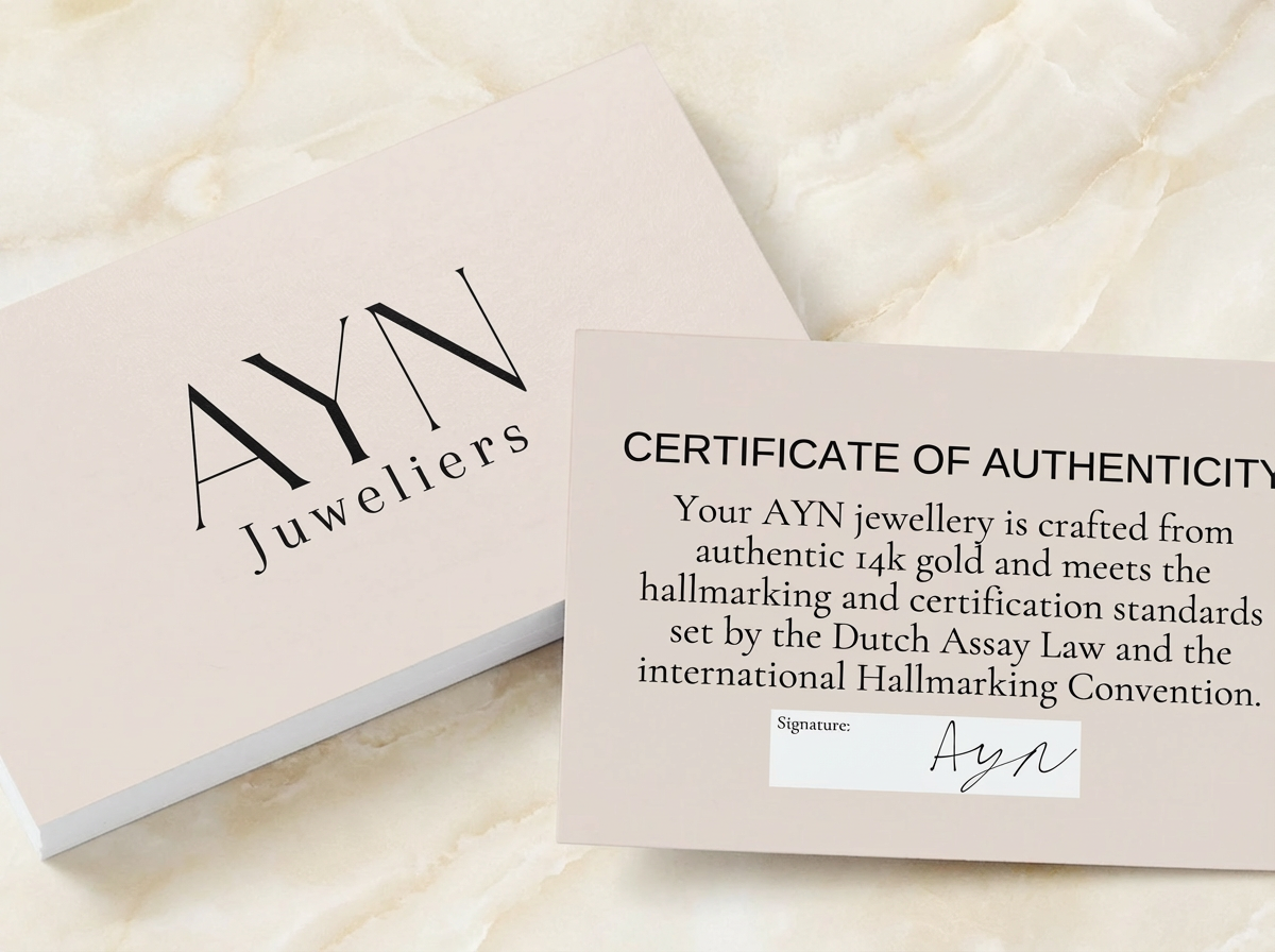 AYN Juweliers echtheidscertificaat bij Bismarck ketting 5,5 mm 14k goud