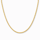 Vossenstaart ketting 2 mm 14k goud, hangend op witte achtergrond