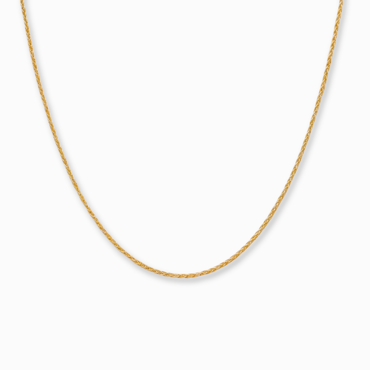 Vossenstaart Ketting (Wheat/Foxtail) 1 mm 14k goud, hangend op witte achtergrond