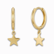 Creolen met sterbedel 12,5 mm 14k goud, productfoto voor- en zijaanzicht op witte achtergrond