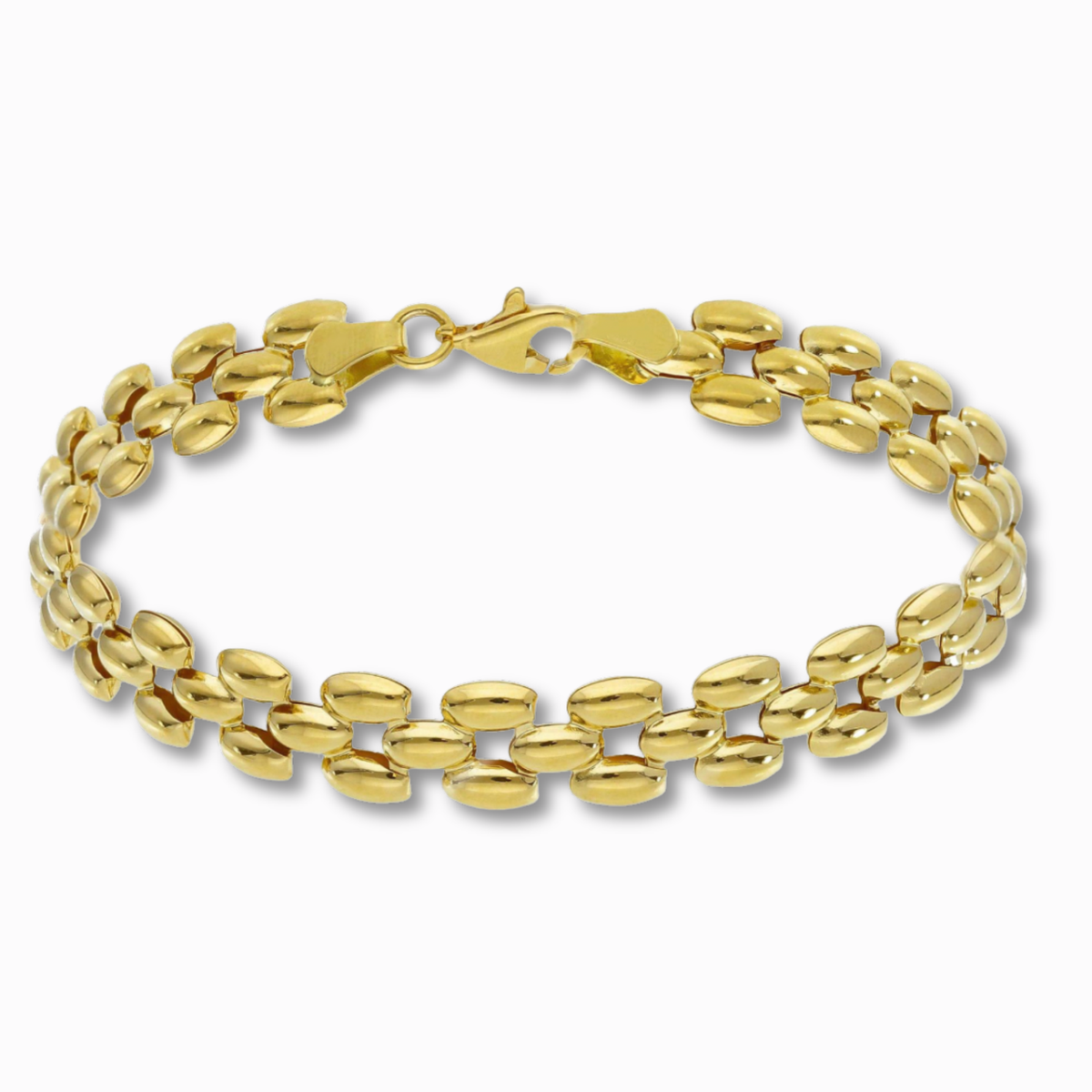 Panter armband 8,5 mm 14k goud, productfoto in lus, sluiting bovenaan