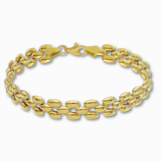 Panter armband 8,5 mm 14k goud, productfoto in lus, sluiting bovenaan