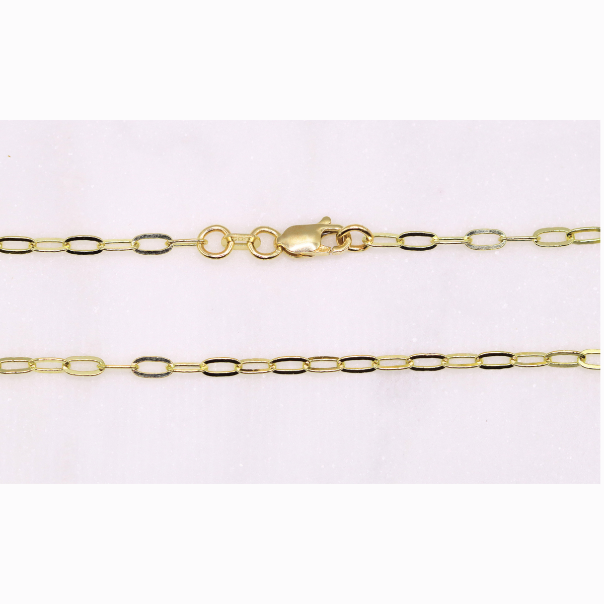 Ovale Schakelketting 2,5 mm 14k goud, detail van de sluiting