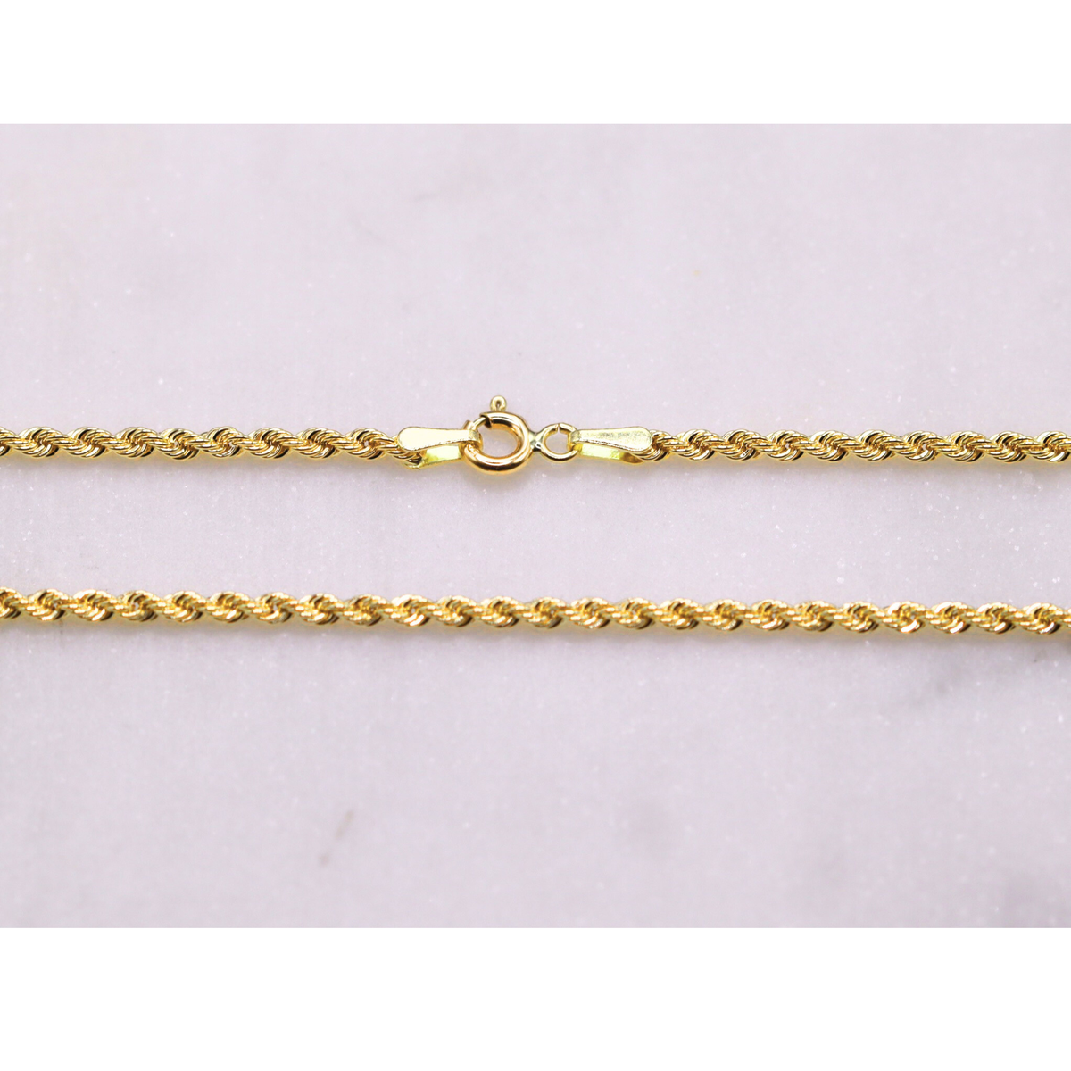 Rope Ketting 2,5 mm 14k goud, detail van de sluiting