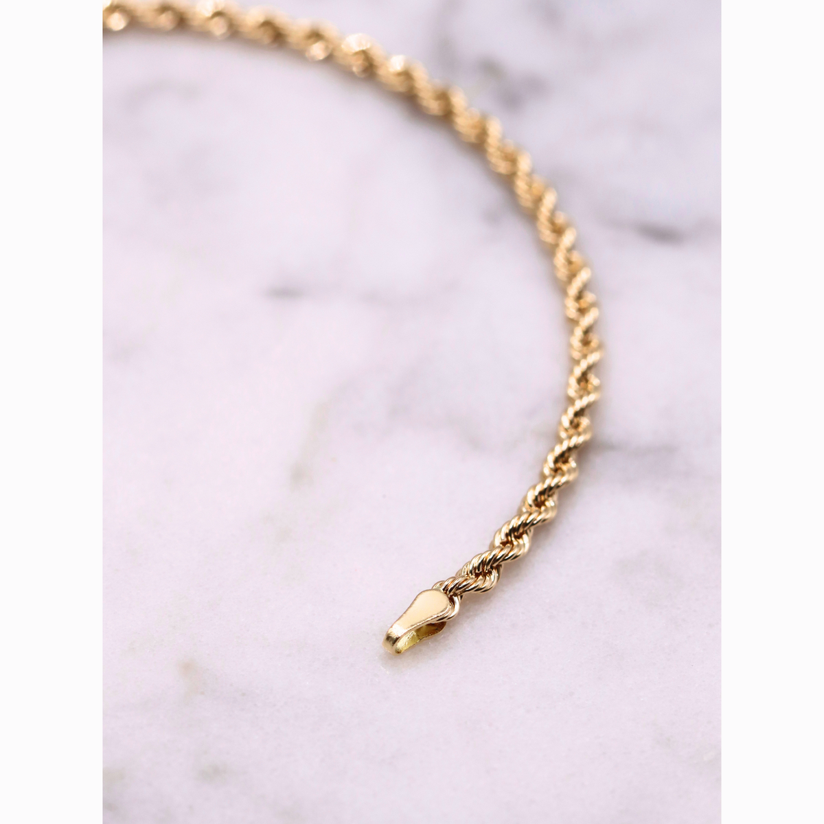 Rope armband 2,75 mm 14k goud, detail van de sluiting