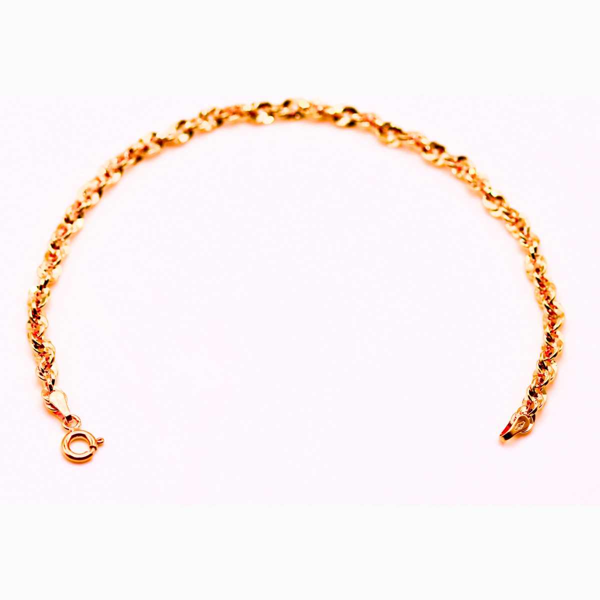 Twist Schakelarmband 3,75 mm 9k goud, opengelegd met zichtbare sluiting