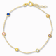 Multicolor armband kristallen 1 mm 14k goud, productfoto in lus, sluiting bovenaan