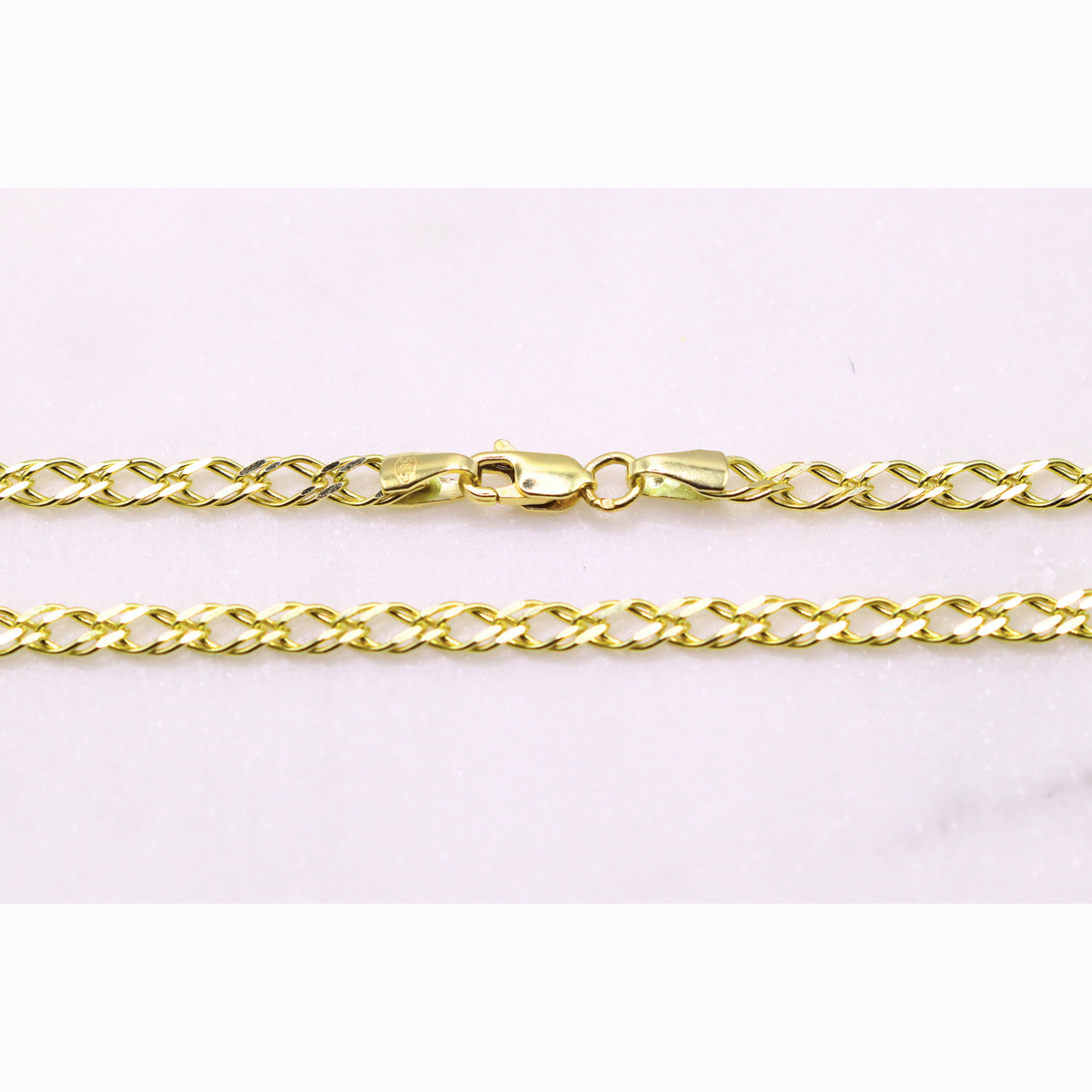 Vlechtketting (Spiga) 3,5 mm 14k goud, detail van de sluiting