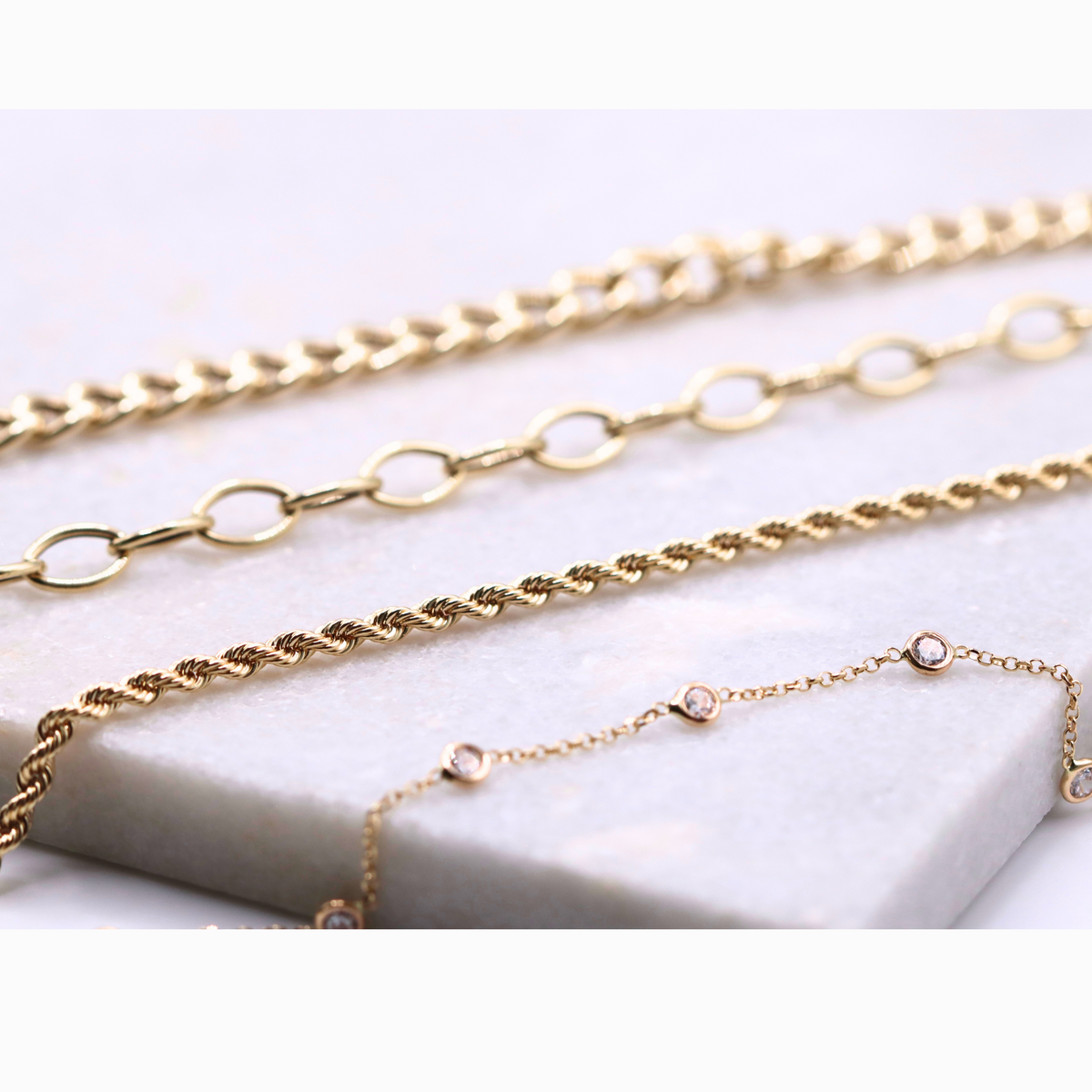 AYN collectie schakels op natuursteen bij Rope armband 2,75 mm 14k goud