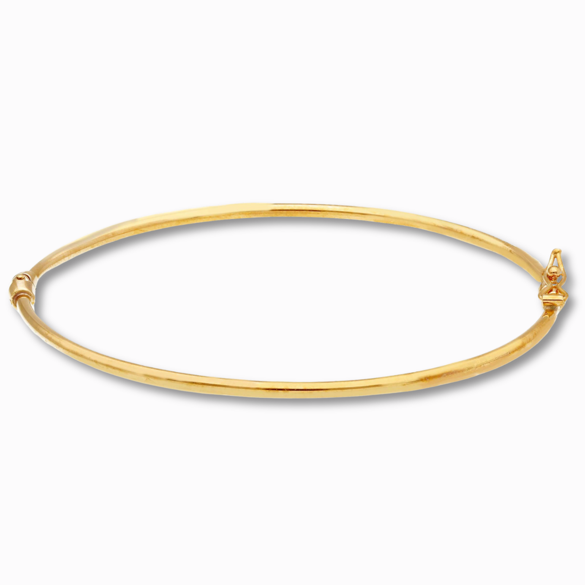 Bangle armband 1,8 mm 14k goud, productfoto op witte achtergrond met scharniersluiting