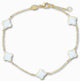 Klaver armband parelmoer detail 1 mm 14k goud, productfoto in lus, sluiting bovenaan