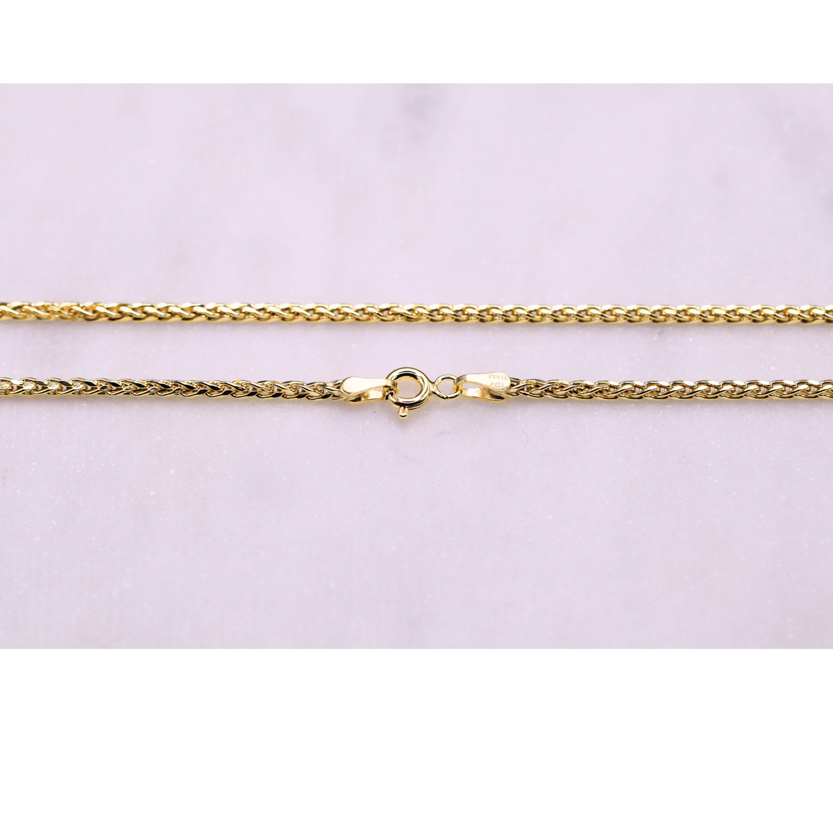 Vossenstaart ketting 2 mm 14k goud, detail van de sluiting