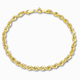 Gedraaide Schakelarmband 4 mm 14k goud, productfoto in lus op witte achtergrond met veerringsluiting