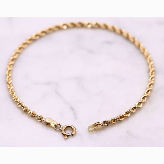 Rope armband 2,75 mm 14k goud, opengelegd met zichtbare sluiting