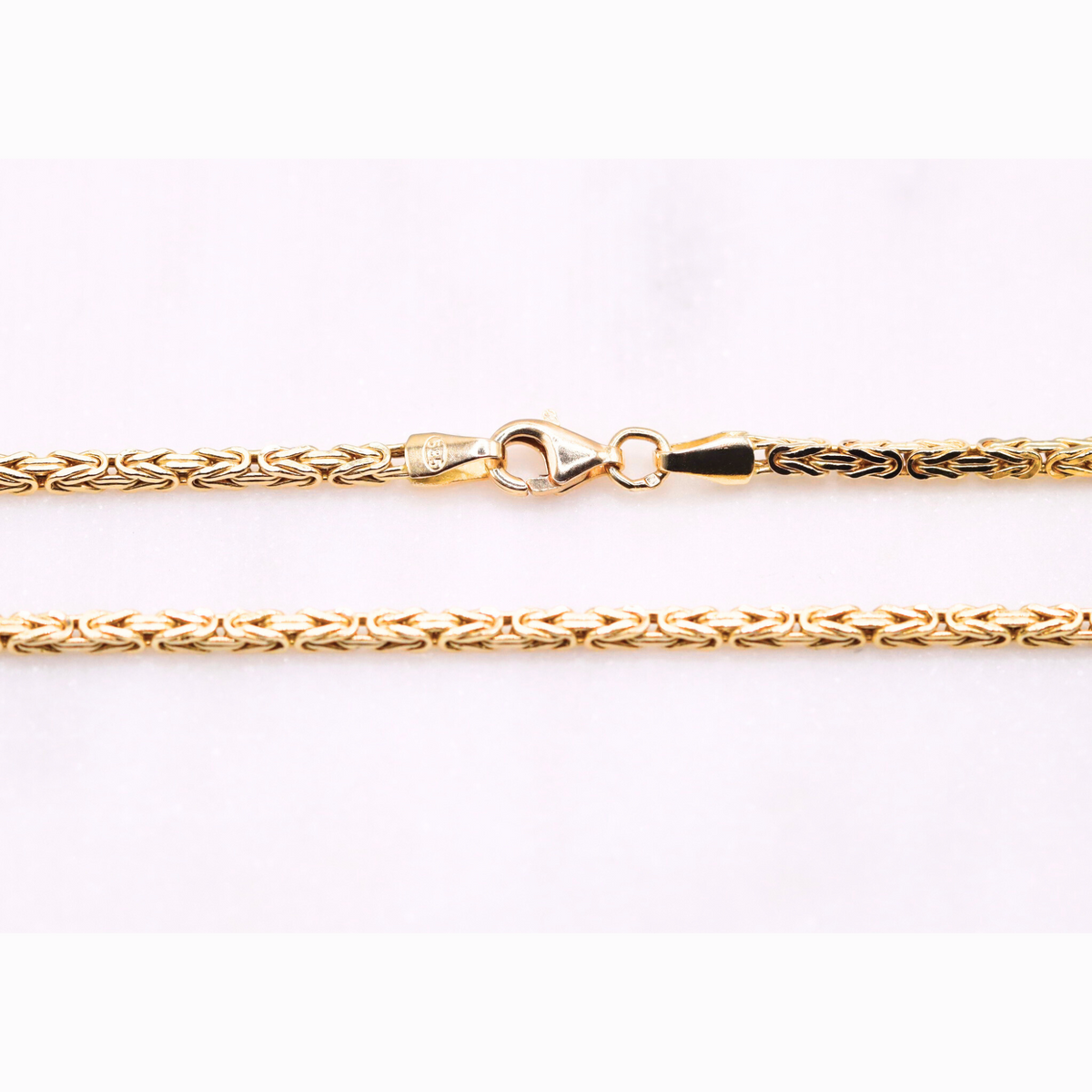 Byzantijnse ketting 2 mm 14k goud, detail van de sluiting