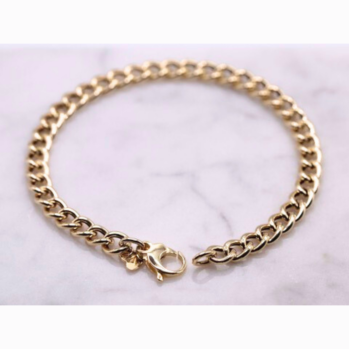Gourmet armband statement 5,75 mm 14k goud, opengelegd in lus op natuursteen