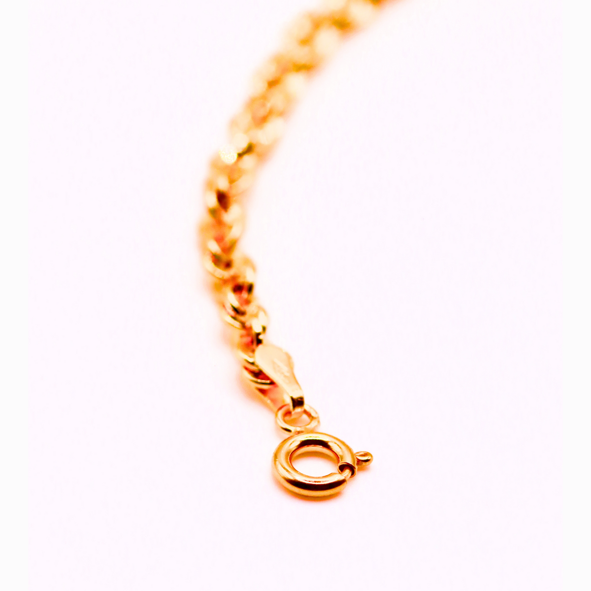 Twist Schakelarmband 3,75 mm 9k goud, detail van de springsluiting