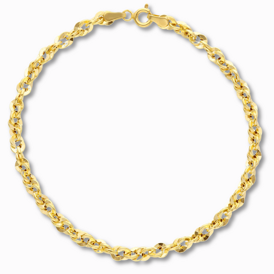 Twist Schakelarmband 3,75 mm 9k goud, productfoto in lus, sluiting bovenaan