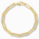 Long Paperclip Schakelarmband 5,5 mm 14k goud, productfoto in lus, sluiting bovenaan
