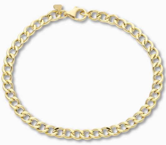 14k gouden robuuste gourmet schakelarmband met ronde afwerking