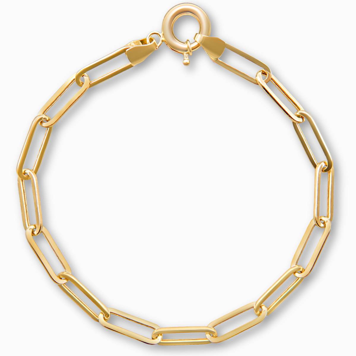 14 karaat gouden paperclip armband met langwerpige schakels